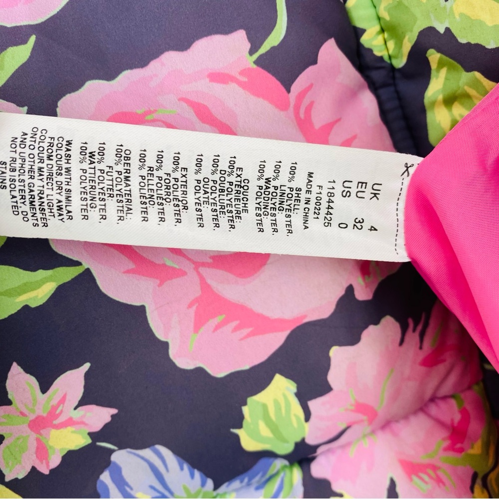 ASOS Floral Rose Print Oversized Puffer Jacket & Vest US Size 0 Button Up Coat - Picture 8 of 9